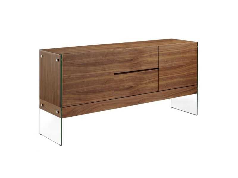 Walnut sideboard with tempered glass sides - MILANA