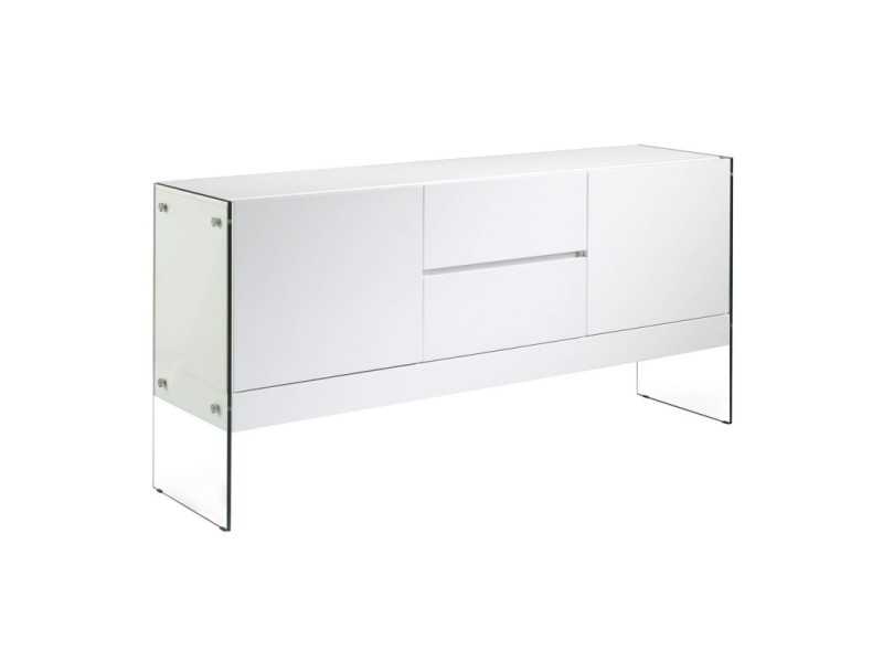 White lacquered sideboard with tempered glass sides - MILANA BIANCO