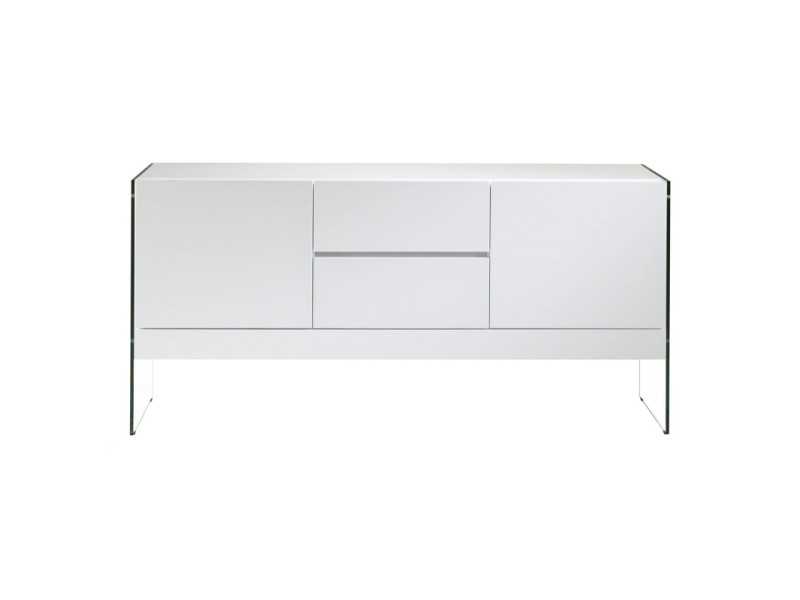 White lacquered sideboard with tempered glass sides - MILANA BIANCO