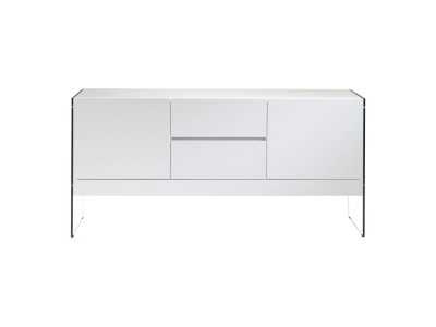 White lacquered sideboard with tempered glass sides - MILANA BIANCO