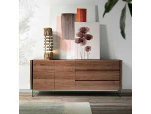 Walnut sideboard with tempered glass legs - LOLITA 2