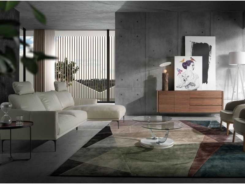 Walnut sideboard with tempered glass legs - LOLITA