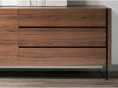 Walnut sideboard with tempered glass legs - LOLITA