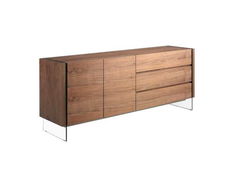 Walnut sideboard with tempered glass legs - LOLITA