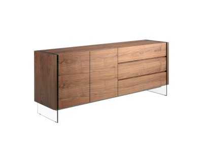 Walnut sideboard with tempered glass legs - LOLITA