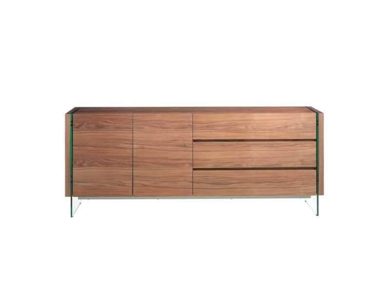 Walnut sideboard with tempered glass legs - LOLITA
