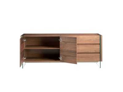 Walnut sideboard with tempered glass legs - LOLITA