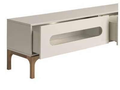 Lacquered design TV cabinet with walnut base and LED light - MANUELE