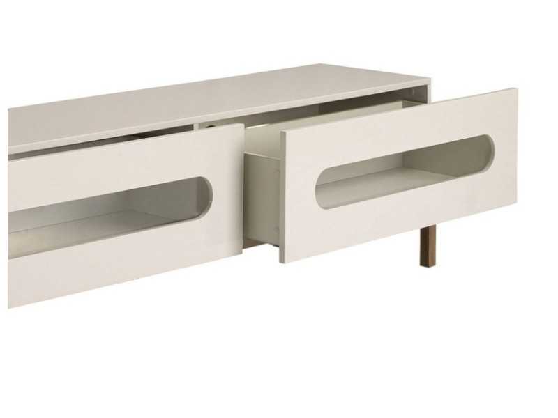 Mueble TV de diseño lacado con base de nogal y luz led - MANUELE