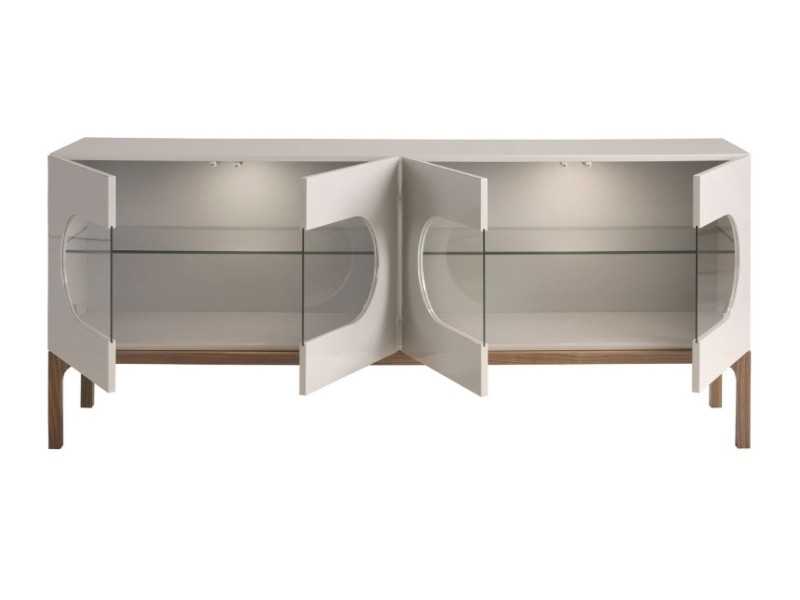 Lacquered design sideboard with walnut base and LED light - MANUELE