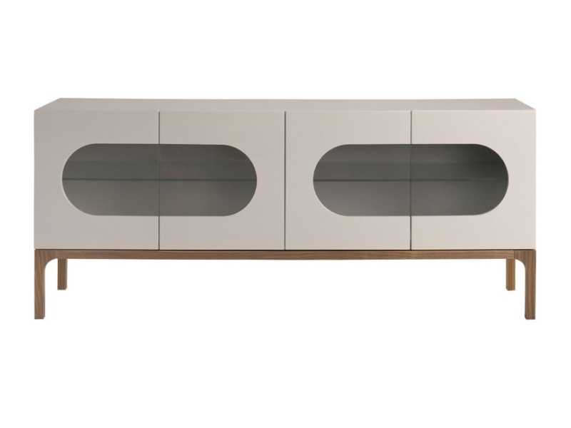Lacquered design sideboard with walnut base and LED light - MANUELE