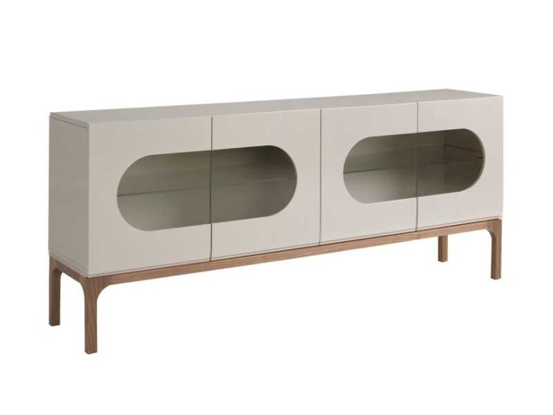 Lacquered design sideboard with walnut base and LED light - MANUELE