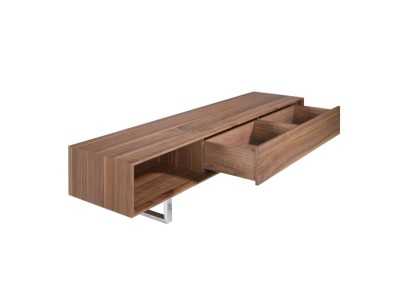 Meuble TV design en noyer et pieds inox - NINO