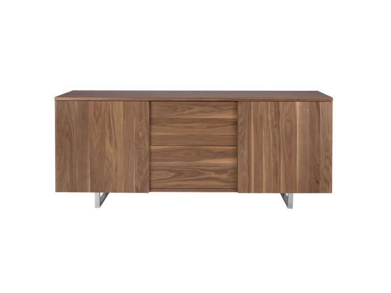 Designer sideboard in walnut and stainless steel legs - NINO