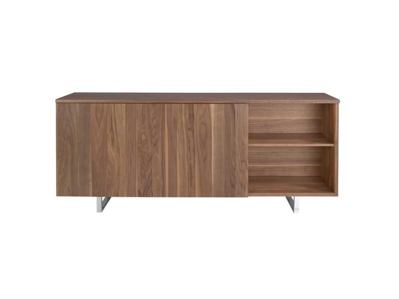 Designer sideboard in walnut and stainless steel legs - NINO