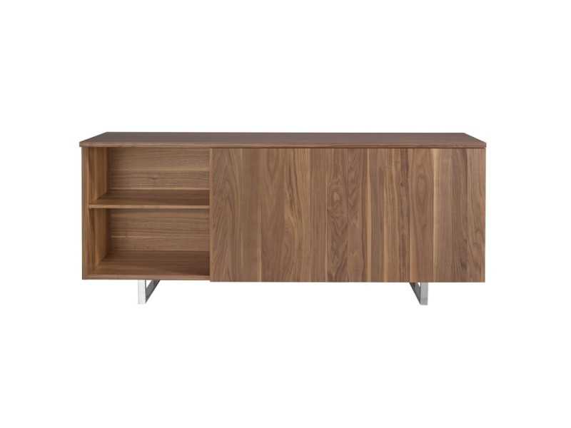 Designer sideboard in walnut and stainless steel legs - NINO