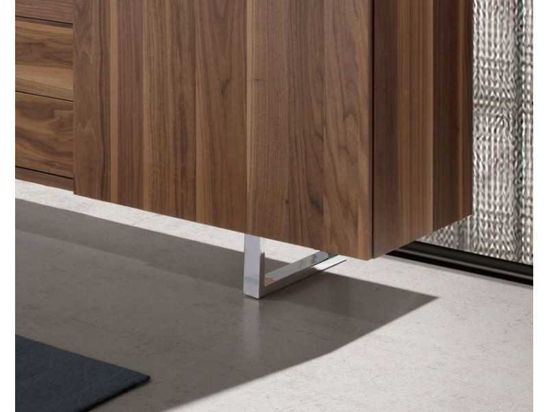 Designer sideboard in walnut and stainless steel legs - NINO