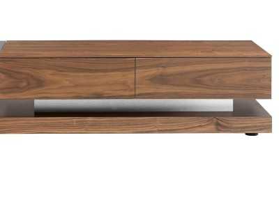TV cabinet in walnut, black glass and polished stainless steel - ANDUJAR