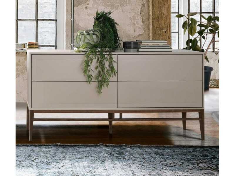 Lacquered sideboard with walnut base frame - ARAN