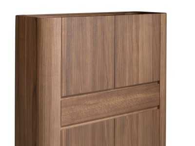 High sideboard / blind walnut display case with stainless steel legs - SYMI