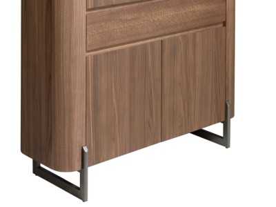 Aparador alto / vitrina ciega de nogal con patas en acero inoxidable - SYMI