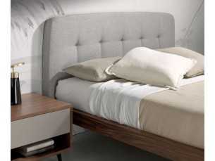 Walnut bed with capitonne upholstered headboard - UCLÉS 2