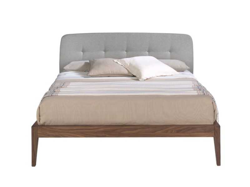 Walnut bed with capitonne upholstered headboard - UCLÉS