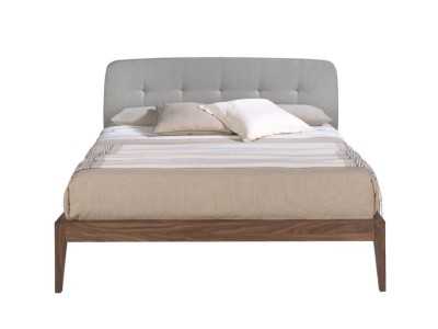 Walnut bed with capitonne upholstered headboard - UCLÉS Walnut bed with capitonne upholstered headboard - UCLÉS