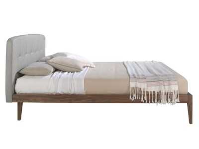 Walnut bed with capitonne upholstered headboard - UCLÉS Walnut bed with capitonne upholstered headboard - UCLÉS