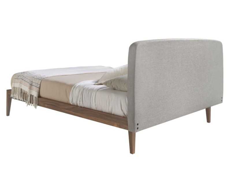 Walnut bed with capitonne upholstered headboard - UCLÉS