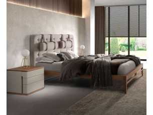 Complete bed with upholstered headboard and walnut base - COSIMA 2