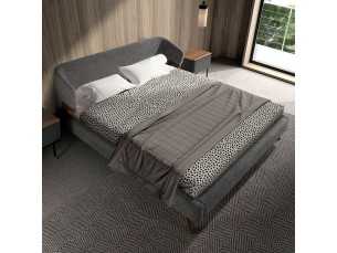 Upholstered designer bed with walnut structure - ANEESA