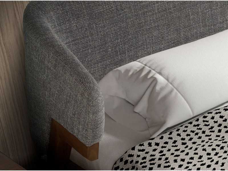 Upholstered designer bed with walnut structure - ANEESA