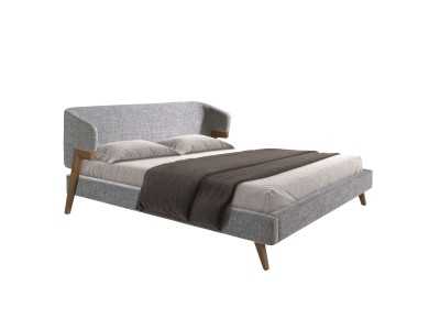 Cama de diseño tapizada y estructura en nogal - ANEESA