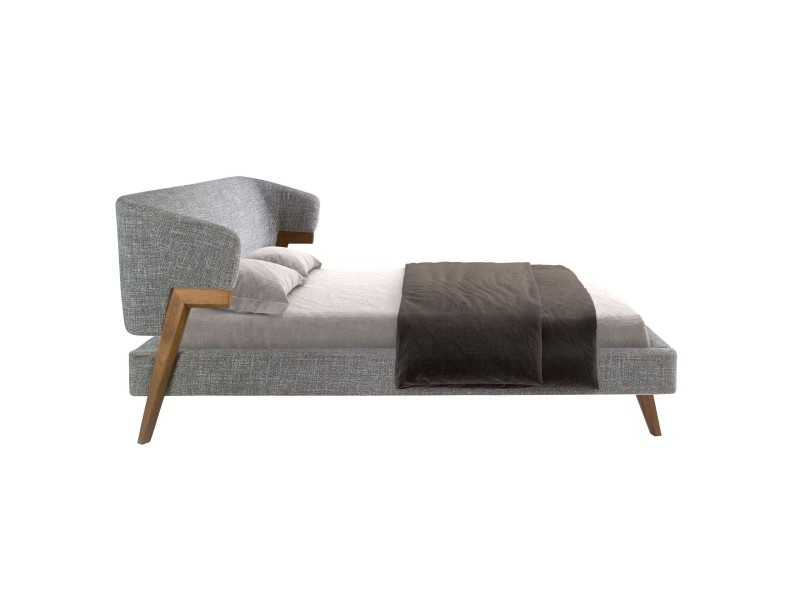 Upholstered designer bed with walnut structure - ANEESA