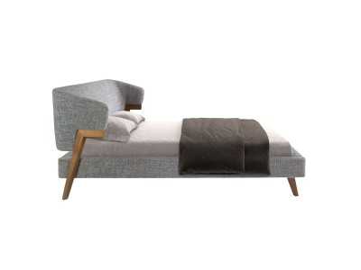 Cama de diseño tapizada y estructura en nogal - ANEESA