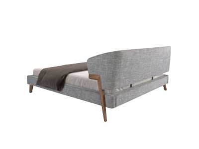 Cama de diseño tapizada y estructura en nogal - ANEESA