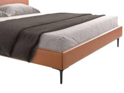 Lit double design tapissé de cuir synthétique et pieds en acier inoxydable - SAVINA