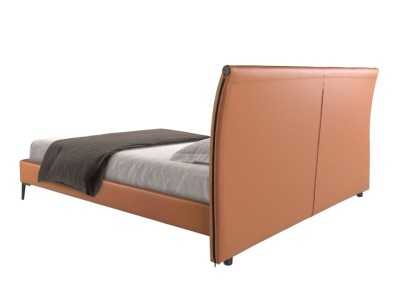 Lit double design tapissé de cuir synthétique et pieds en acier inoxydable - SAVINA