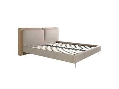 Lit double design tapissé de cuir synthétique et tissu - SYMI