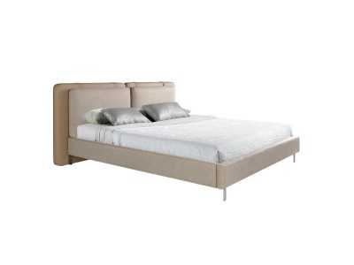Lit double design tapissé de cuir synthétique et tissu - SYMI