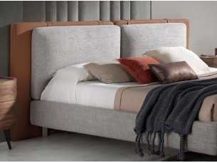 Complete designer bed upholstered in faux leather and fabric - PIA 2