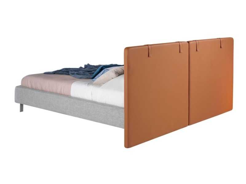 Cama completa de diseño tapizada en piel sintética y tela - PIA
