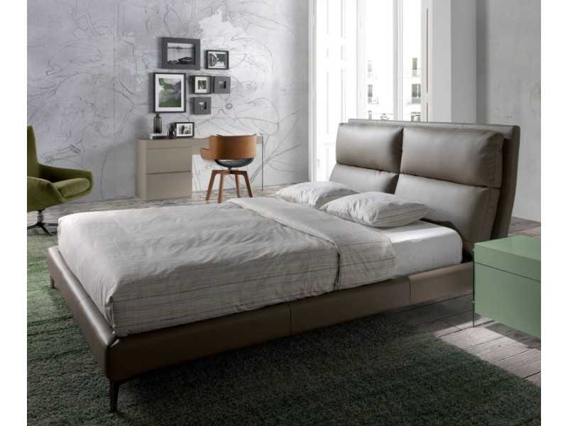 Designer full bed upholstered in faux leather - ROMA