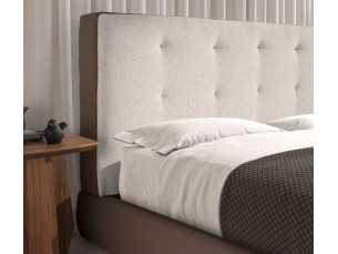 Lit double design tapissé de cuir synthétique et tissu - ALACANT 2