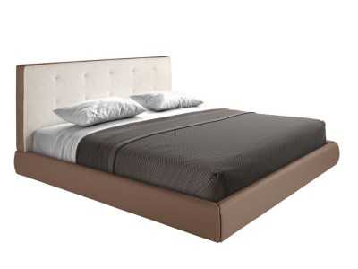 Cama completa de diseño tapizada en piel sintética y tela - ALACANT
