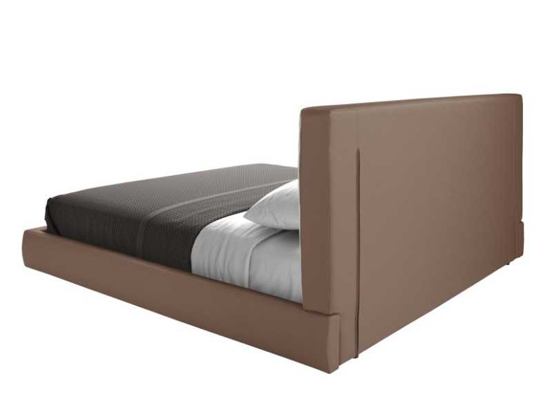 Cama completa de diseño tapizada en piel sintética y tela - ALACANT