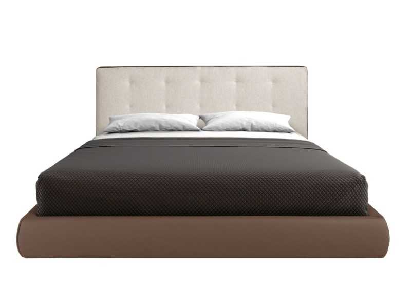 Cama completa de diseño tapizada en piel sintética y tela - ALACANT