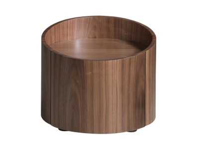 Mesita de rincón redonda de 1 cajón en nogal - RONDO