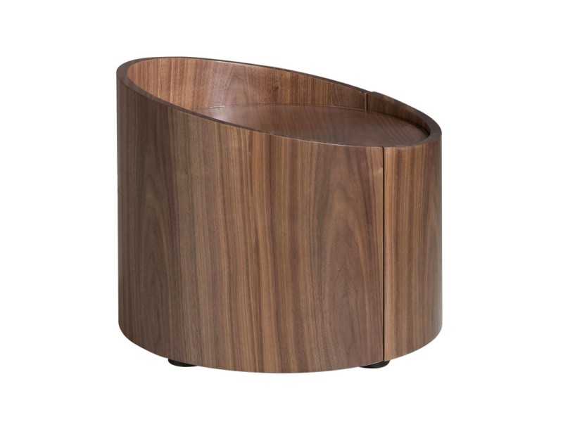 Mesita de rincón redonda de 1 cajón en nogal - RONDO